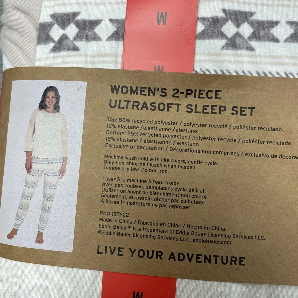 Eddie Bauer Women's M Ultrasoft Sleep Set Tan e0117 - Picture 5 of 6